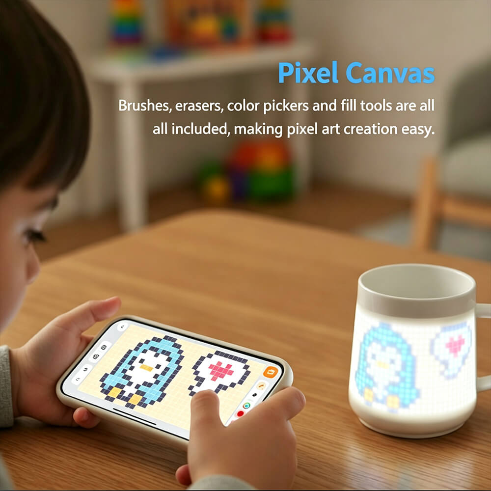 Limited Quantity ⏳ Smart Pixel LED Mug · App-Controlled DIY Animation · Ceramic Couple Gift 🌺🕯️