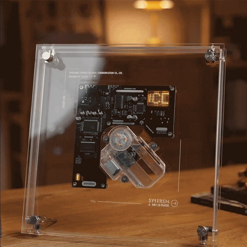 🎼 MusicFrame — a living art CD player with transparent frame, album display, Hi-Fi audio, Bluetooth & AUX, anti-shock playback, and wall/desktop mounting.