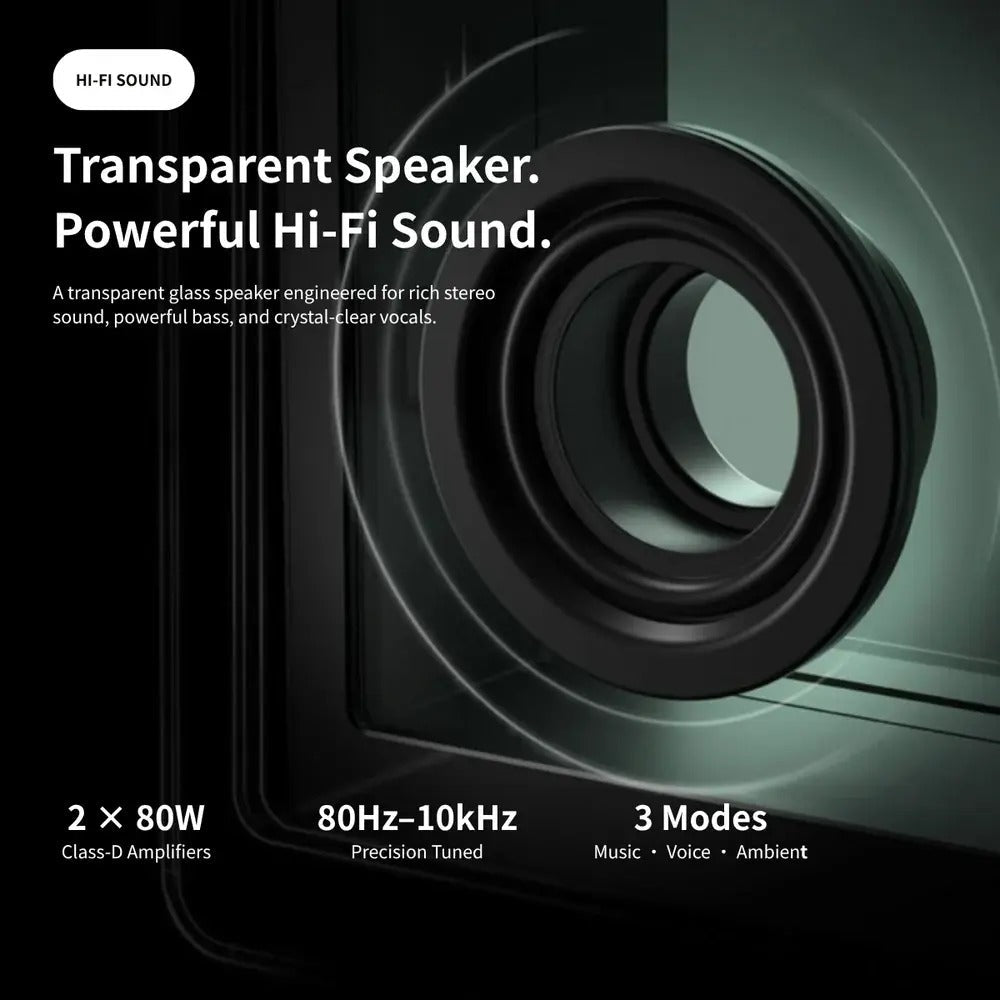 ✨ Transparent Glass Floating Lyrics Smart Speaker 🎵 Bluetooth WiFi Hi-Fi | Visual Display 🏠