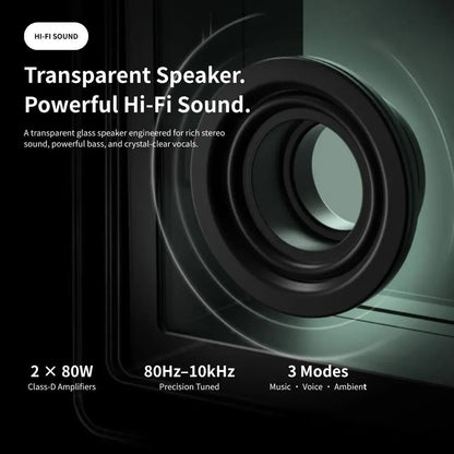 ✨ Transparent Glass Floating Lyrics Smart Speaker 🎵 Bluetooth WiFi Hi-Fi | Visual Display 🏠