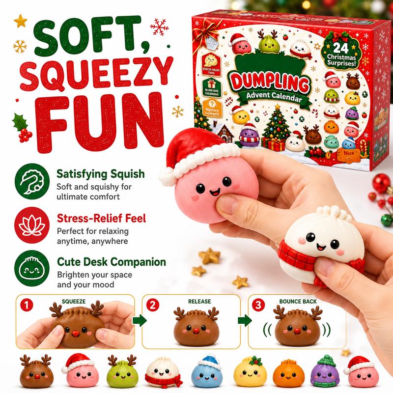 🎄 2026 Christmas Mini Squishies Advent Calendar — Dumpling Squishy Edition 🎁