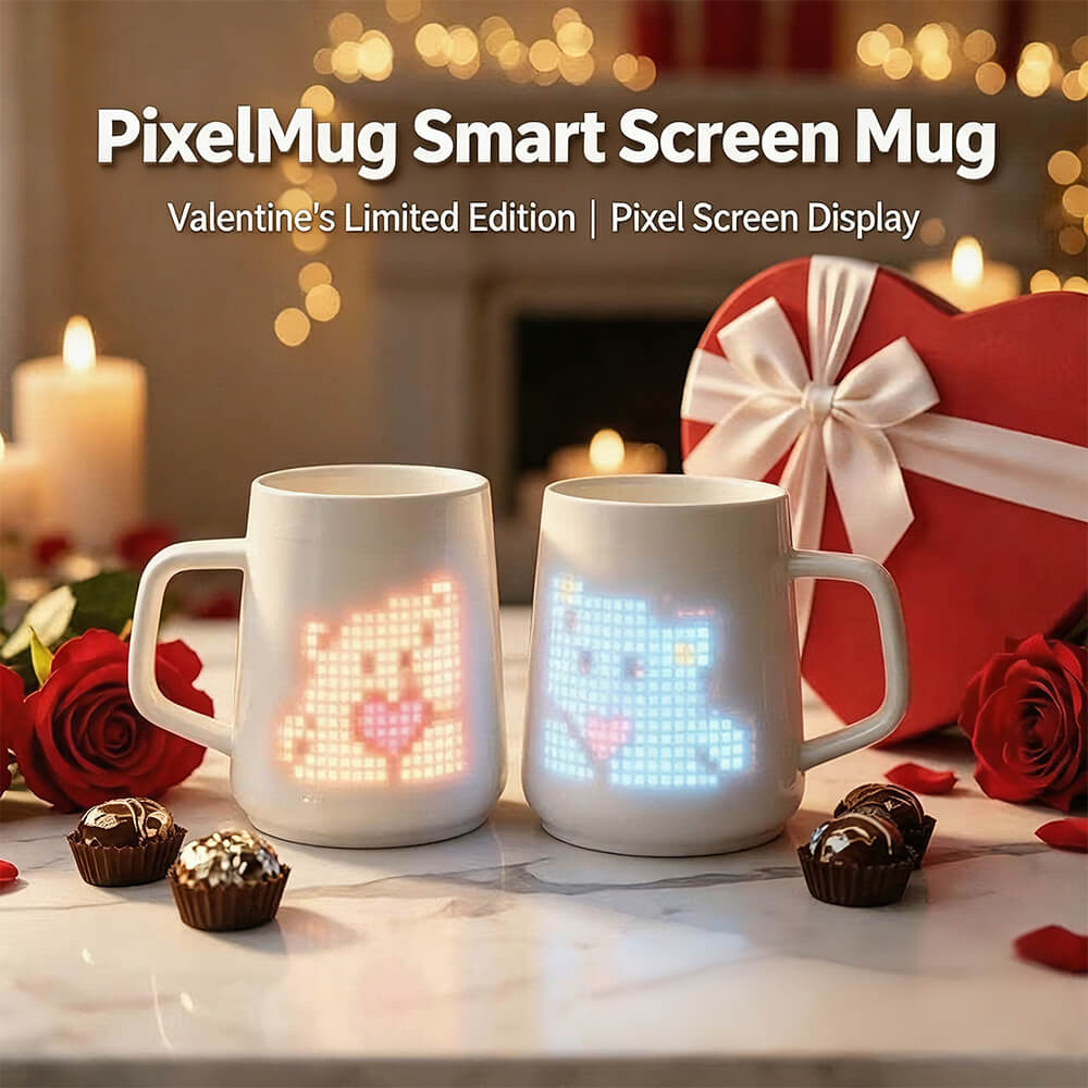 Limited Quantity ⏳ Smart Pixel LED Mug · App-Controlled DIY Animation · Ceramic Couple Gift 🌺🕯️
