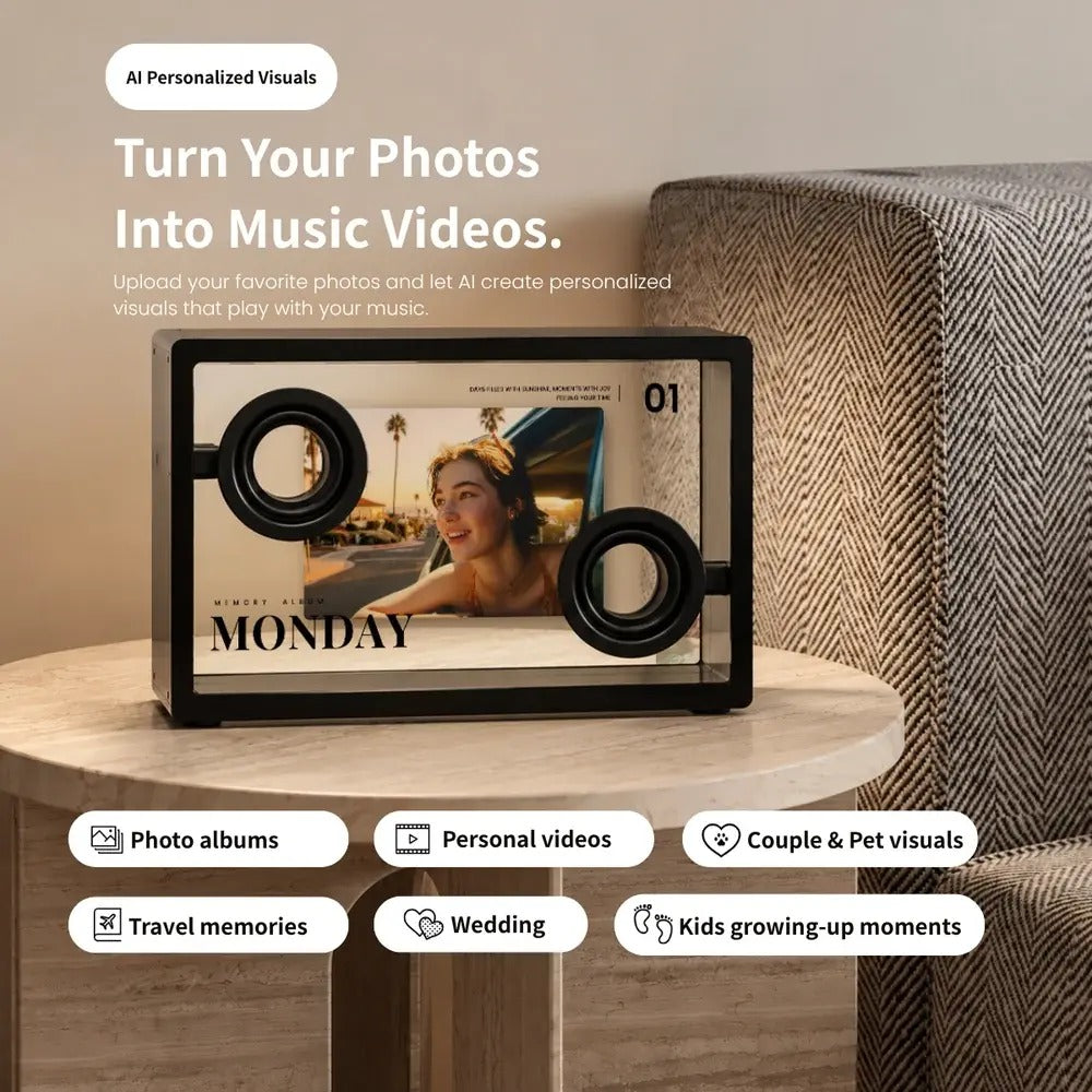 ✨ Transparent Glass Floating Lyrics Smart Speaker 🎵 Bluetooth WiFi Hi-Fi | Visual Display 🏠