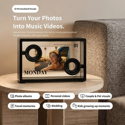 ✨ Transparent Glass Floating Lyrics Smart Speaker 🎵 Bluetooth WiFi Hi-Fi | Visual Display 🏠