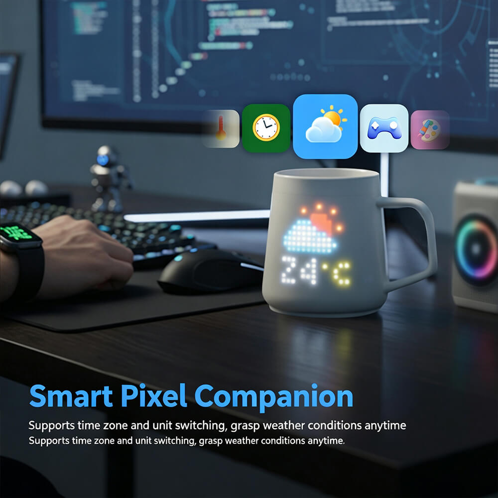 Limited Quantity ⏳ Smart Pixel LED Mug · App-Controlled DIY Animation · Ceramic Couple Gift 🌺🕯️