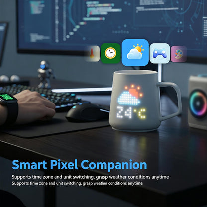 Limited Quantity ⏳ Smart Pixel LED Mug · App-Controlled DIY Animation · Ceramic Couple Gift 🌺🕯️