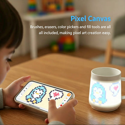 Limited Quantity ⏳ Smart Pixel LED Mug · App-Controlled DIY Animation · Ceramic Couple Gift 🌺🕯️