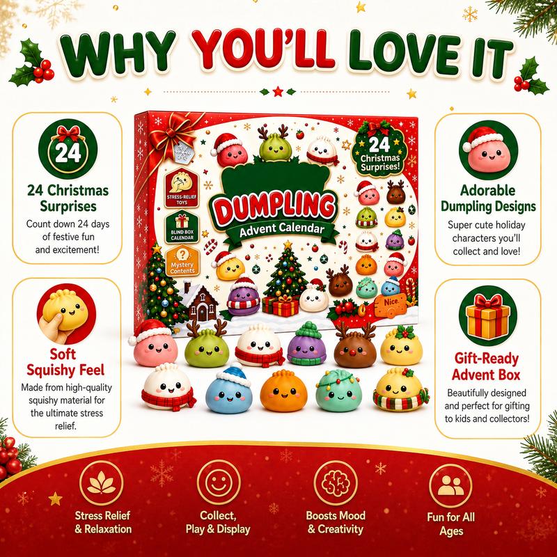 🎄 2026 Christmas Mini Squishies Advent Calendar — Dumpling Squishy Edition 🎁