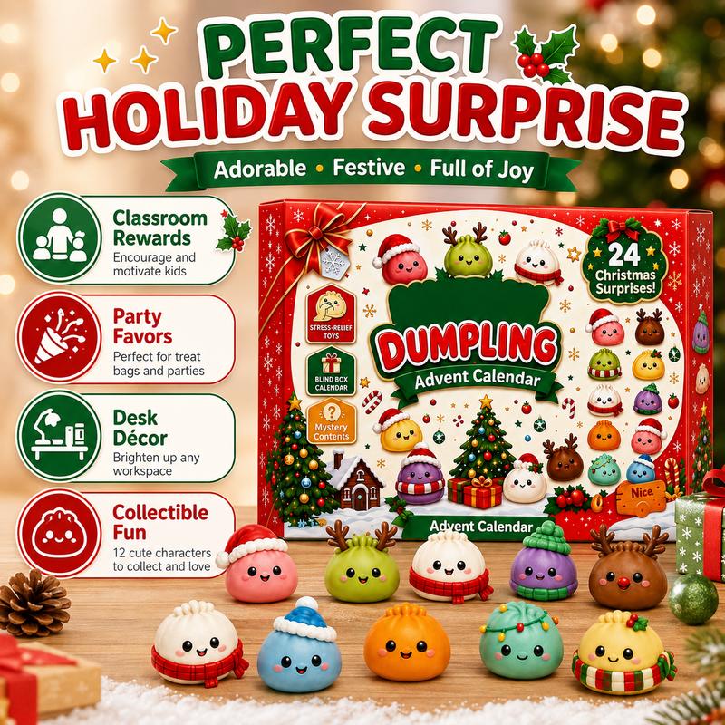 🎄 2026 Christmas Mini Squishies Advent Calendar — Dumpling Squishy Edition 🎁
