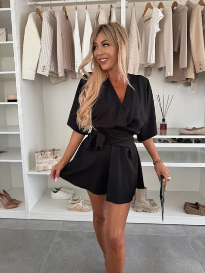Stylish Short Sleeve Wrap Mini Dress