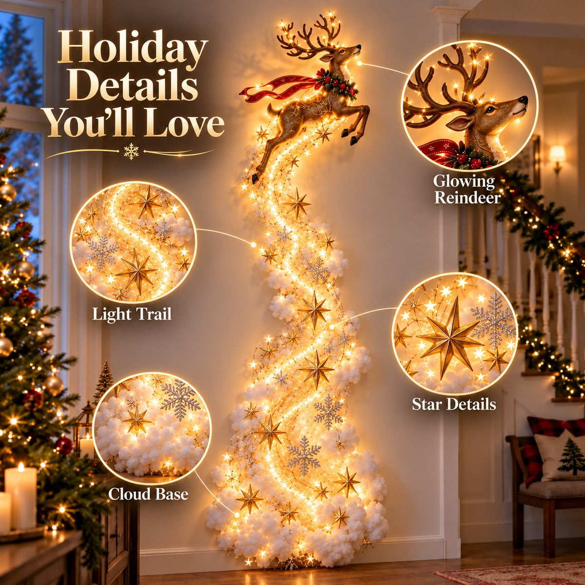 ✨Kerstmagie wandlamp - Een vleugje kerstmagie direct aan je muur✨